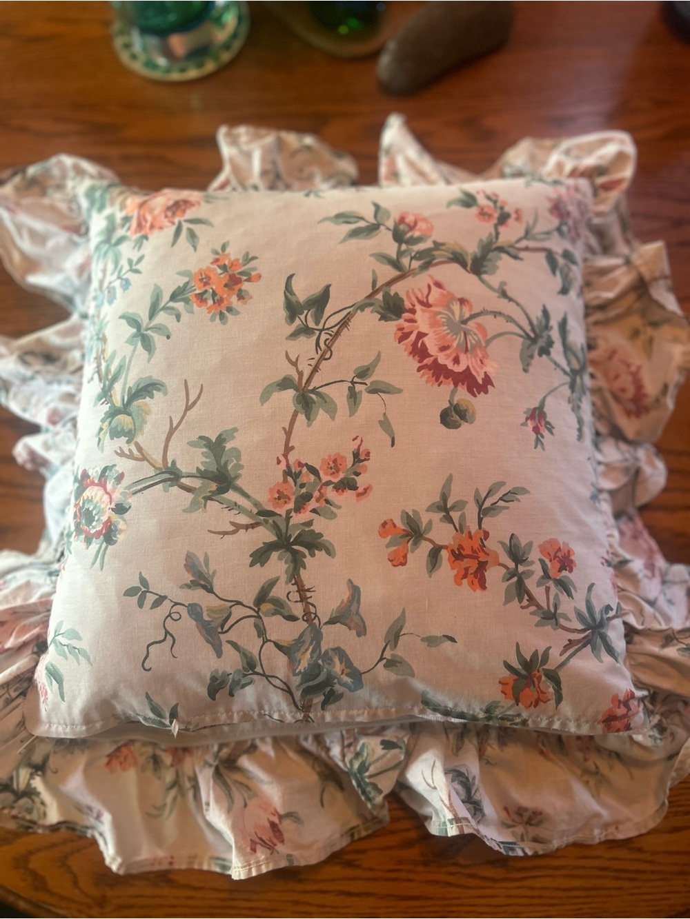 Vtg Ralph Lauren Toulouse Floral Ruffled Accent Pillow Cottagecore RARE